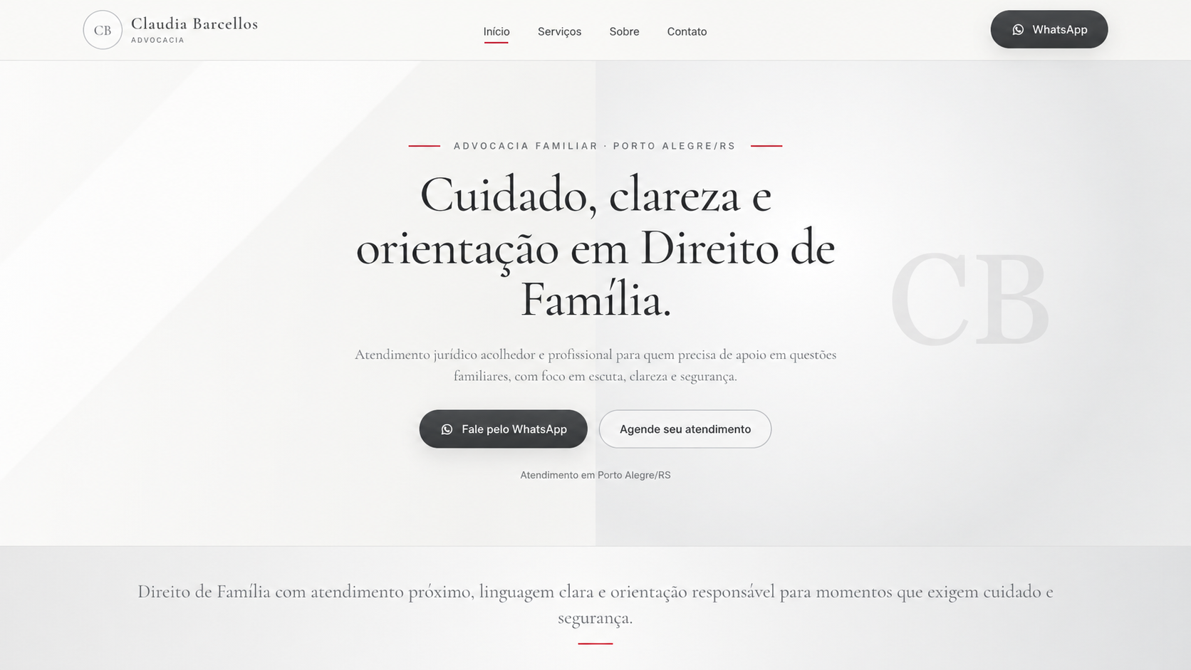 Site Claudia Barcellos Advocacia desenvolvido pela Velaz Design