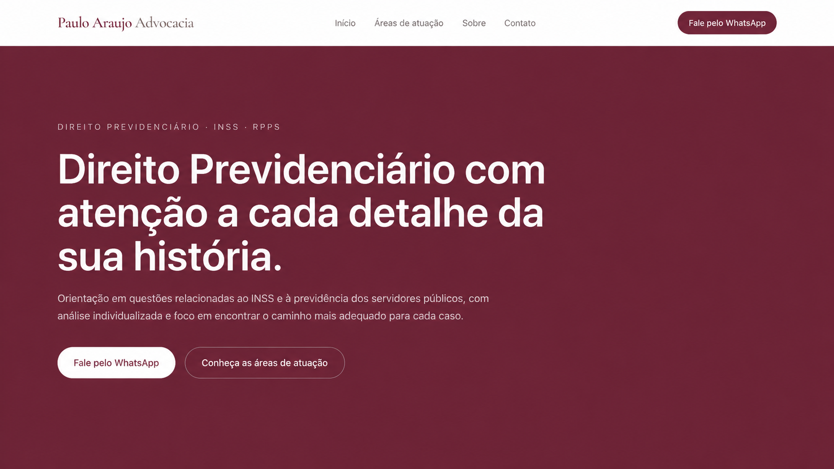 Site Paulo Araujo Advocacia desenvolvido pela Velaz Design