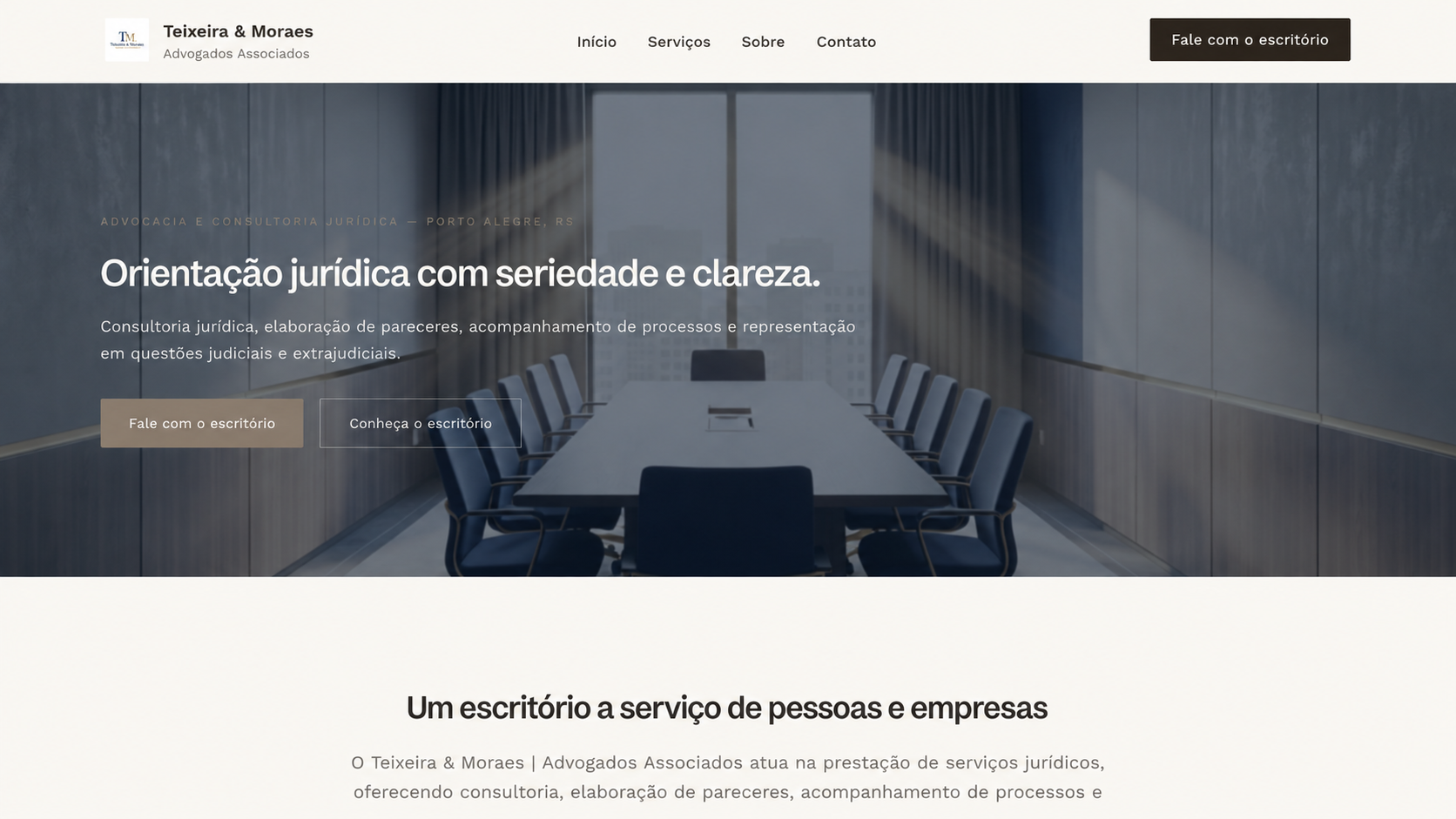 Site Teixeira e Moraes Advogados Associados desenvolvido pela Velaz Design